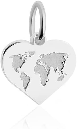 Jet Set Candy Sterling Silver Mini World Heart Map Travel Charm
