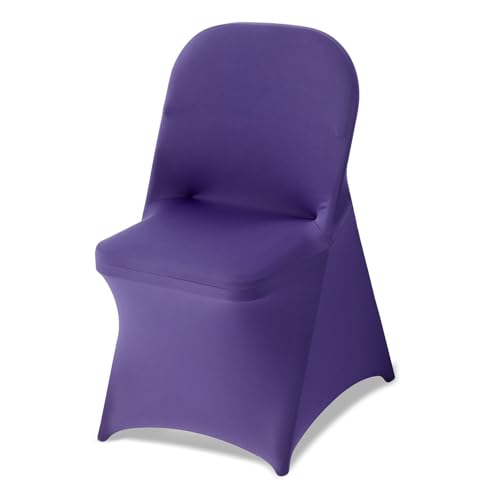 Image of VEVOR Chair Covers, Polyester Spandex Chair Cover, Stretch Slipcovers for Wedding Party Dining Banquet Flat-Front Chair Covers (Purple-c, 50PCS)