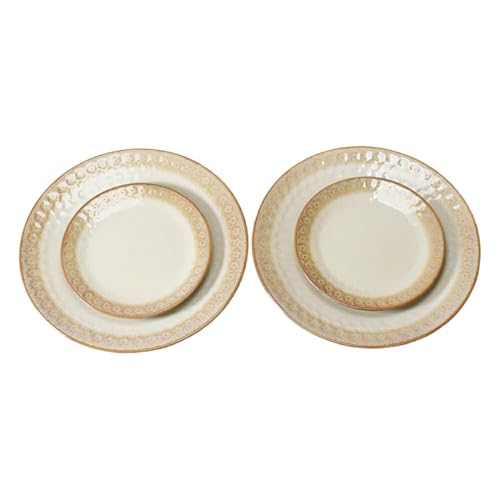 [美濃焼]スモークリース 印花型 5.0皿 8.0皿 各2点 合計4点 セット ブラウン MEI207-2