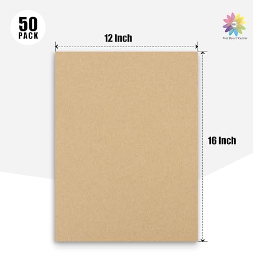 Image of Mat Board Center, 50 Corrugated Cardboard Sheets 12x16 Inches Flat Card Board Inserts for Packing, Shipping, Mailing, DIY Crafts