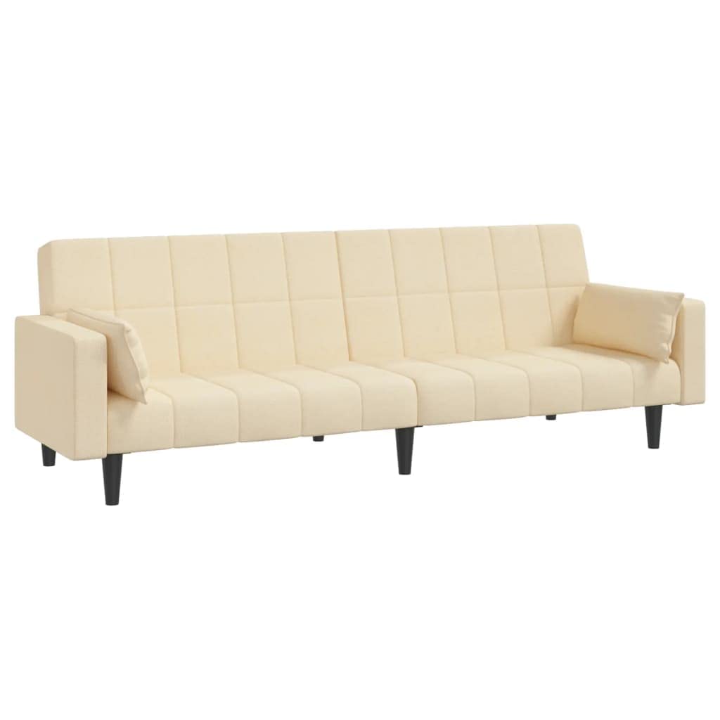 Sofá cama de 2 plazas con 2 cojines de tela crema de 220 cm