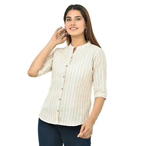 Image of Women /Girls Cotton Stripe Regular Fit Shirts Pack of 2