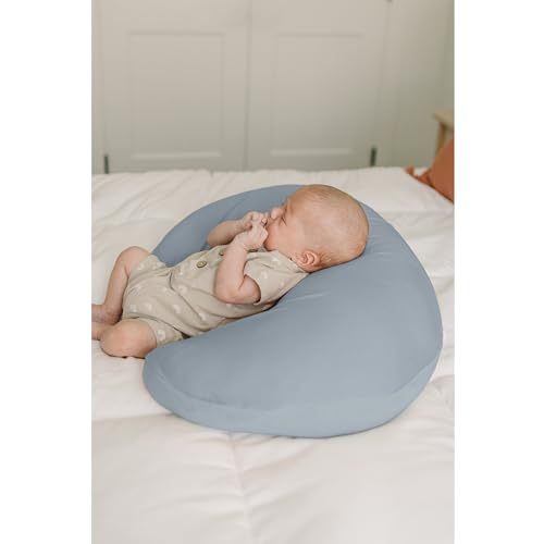 Image of Konssy 2 Pack Nursing Pillow Covers, Stretchy and Soft Nursing Cover for Breastfeeding, Pillow Slipcover for Baby Girls Boys Newborn (Blue Grass, Ice Blue)