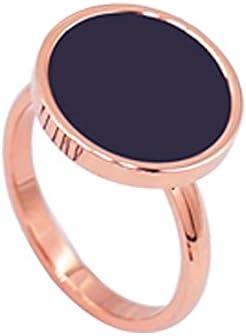 Personalisierter Runder Schwarzer Runder Markenring Damen Roségold