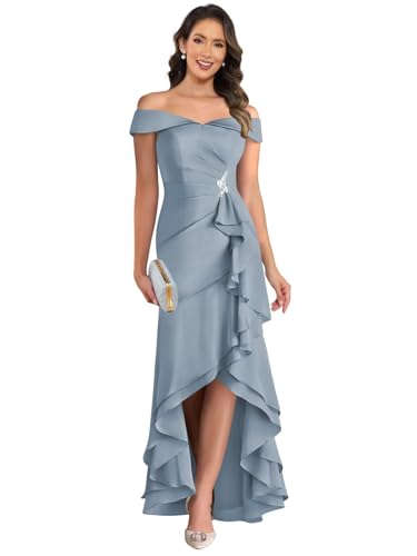 Satin Mother of The Bride Dresses for Women Off The Shoulder Formal Evening Gown
