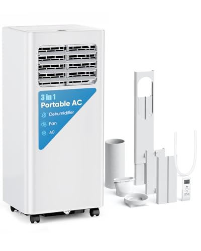 Feelfunn 10,000 BTU Portable Air Conditioner - Cools 450 Sq. Ft., 3-in-1 Portable AC Unit with Cool/Fan/Dehumidifier/Sleep, Quiet AC with LED Display, Remote & 24H Timer, for Bedroom, Dorm, Apartment
