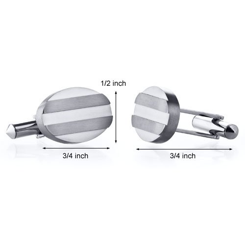 Mancuernillas ovaladas de titanio para hombre miniatura 2