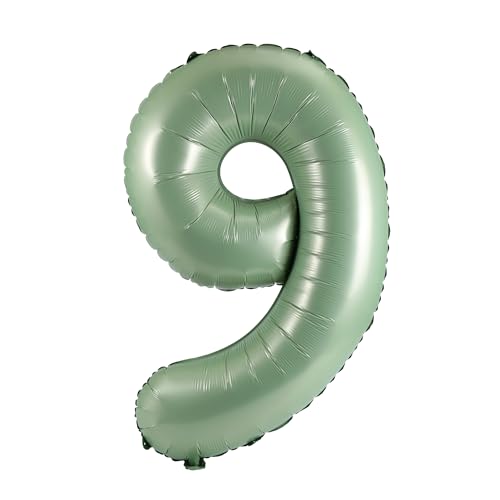 Image of YPSelected 32 Inch Large Foil Helium Number Balloon Birthday Wedding Party 0-9 (Olive Green, 9)