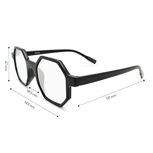 Black Large Hexagon Reading Glasses For Women To Look Stylish With High Vision - Comfortable For All Face Shape Womens Reading Glasses -Readers For Women - Reading Glasses 1.75 Womens Readers #TOP5