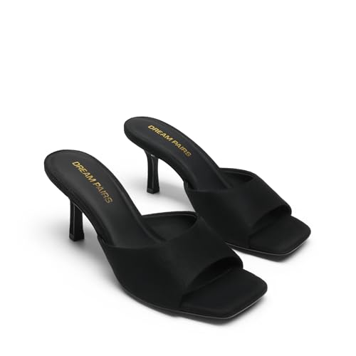 Image of DREAM PAIRS 2026 Women's Kitten Heels Sandals - Square Toe Slip On Low Heels, Heeled Mules Footwear for Everyday, Dressy & Casual Occasions
