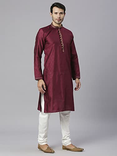 Image of Rajubhai Hargovindas Men's Jacquard Work Kurta Set