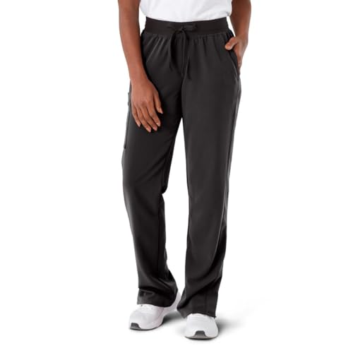 Image of AVE. Women's Varick Six Pocket Midrise Straight Leg Scrub Pant in Black, XS