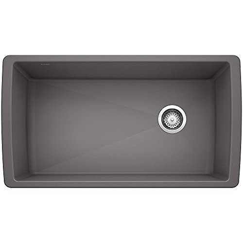 BLANCO, Cinder 441764 DIAMOND SILGRANIT Super Single Undermount Kitchen Sink, 33.5 X 18.5