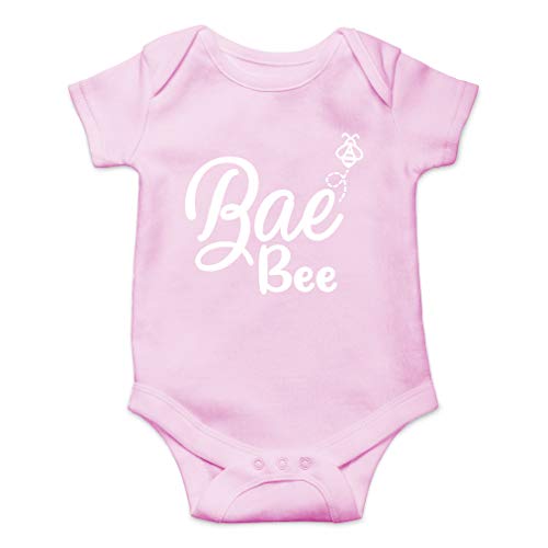 AW Fashions Bae Bee Baby Bodysuit Funny Adorable Infant Romper Clothing Cute Newborn Unisex Girls Outfit (Newborn, Pink)