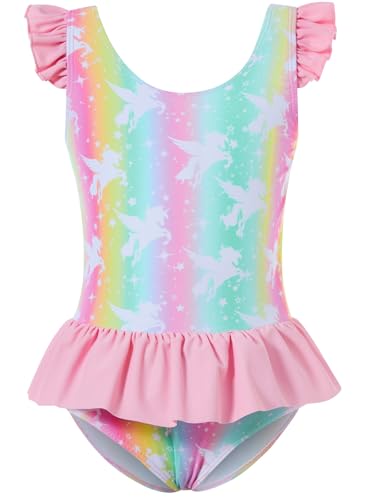 Image of Vieille Toddler Little Girls One Piece Swimsuits Ruffles Bathing Suits Mermaid Dinosaur Swimwear 2-7T