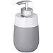 WENKO Distributeur de savon Malta gris/blanc céramique - Distributeur de savon liquide Capacité: 0.3 l, Céramique, 7.5 x 15 x 8 cm, Gris