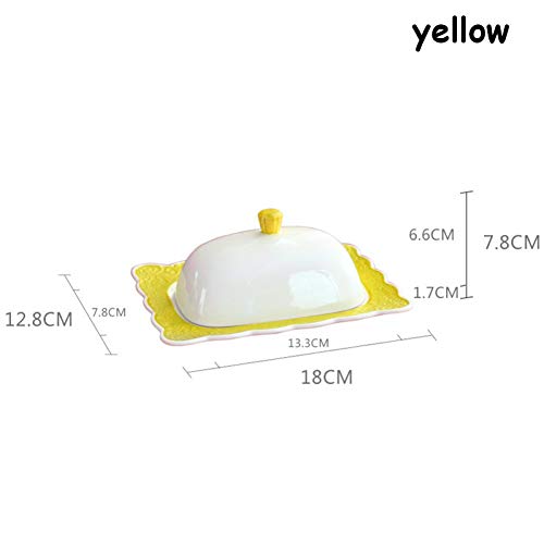 AAJKA Plate Butter Plate With Cover Cheese Containers Lacing Edge Baked Pan Serving Tray Beef Tallow Tray Hotel Tableware,Yellow