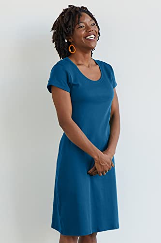 Image of Fair Indigo Women's Organic All-Cotton Scoop Neck T-Shirt Dress