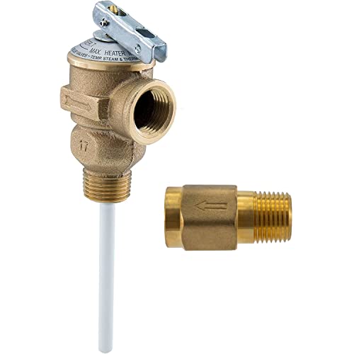 Image of RecPro RV Temperature and Pressure Relief Valve and 1 /2 inch Back Flow Preventer with Check Valve