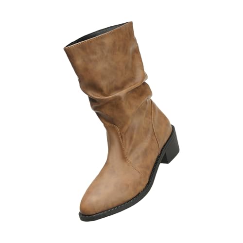 Genérico Botines Deportivos Mujer Ankle Boots Short Boots Single Shoes For Ladies Casual Shoes Botas Anchas Mujer (Brown, 38)