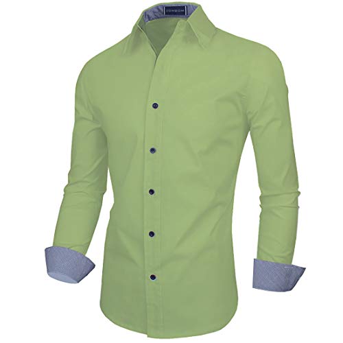 Image of Zombom Men's Solid Cotton Blend Regular Fit Full Sleeve Collared Neck Casual Shirt for Men