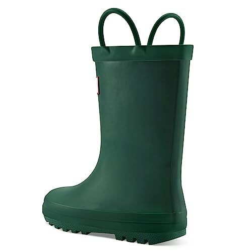 Image of mysoft Kids Rain Boots for Girls Boys Toddler Waterproof Rubber Cute Printed with Easy-On Handles