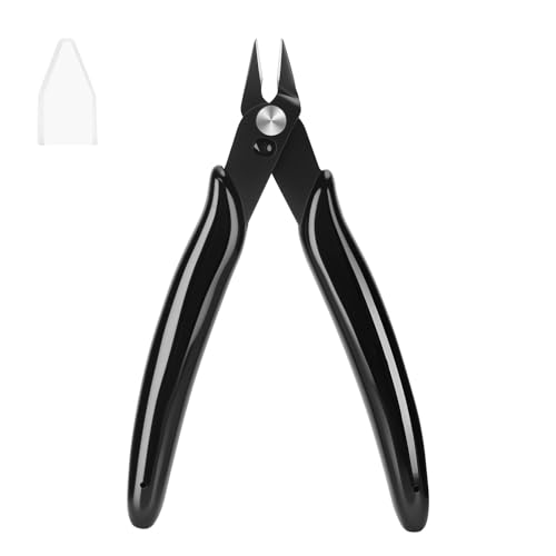 PamMittul 5 Inch Micro Wire Cutters, 1 Pack Precision Flush Cutters, Sharp Zip Tie Cutter, Small Flush Cut Pliers for Crafting, Floral, 3D Print, Jewelry Making, Plastic Models, Electronics