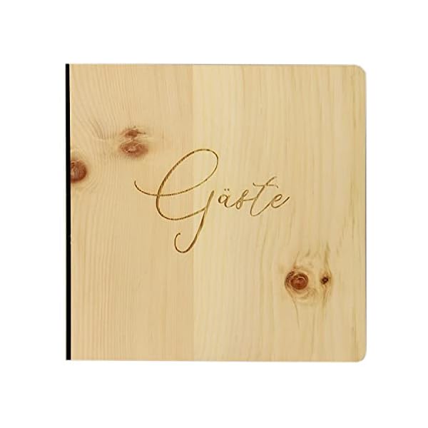 Holz Gästebuch mit eingraviertem Schriftzug "Gäste", Fotoalbum und Stammbuch für verschiedene Anlässe, bestehend aus Echtholz, Zirbenholzcover – Bild 5