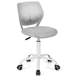COSTWAY Kids Desk Chair, Height Adjustable Swivel Computer Chair with PU Casters & Gas Lift, Ergonomic Mesh Task Study Chairs for Boys Girls (Grey)