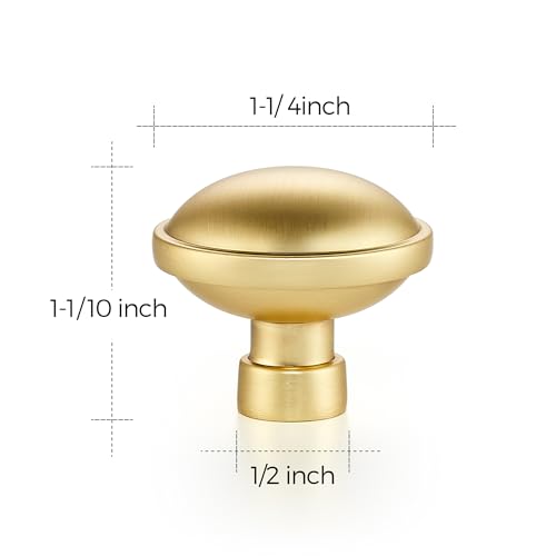 Image of Ravinte 15 Pack 1-1 /4 Inch Diameter Kitchen Cabinet Knobs Brushed Gold Dresser Knobs Round Solid Cabinet Drawer Pulls for Kitchen Cupboard Hardware