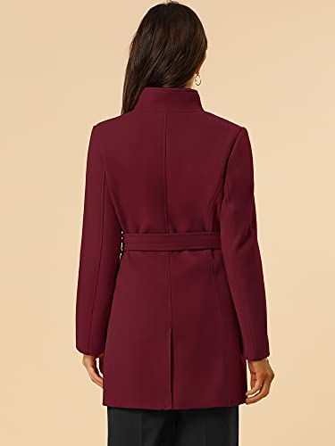 Image of Allegra K Women's Winter Elegant Stand Collar Overcoat Long Belted Pea Coat