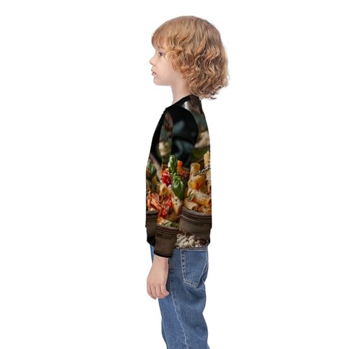 Italian Penne Rigate MacaroniChildren's Casual Pullover Sweatshirt Loose Fit7-9Y3