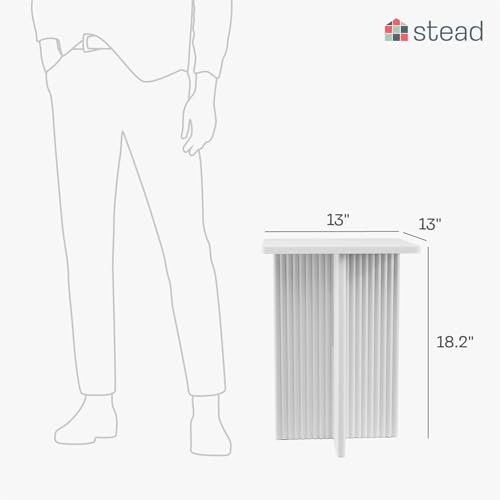 Stead STED-FSI-WHIT-SQUR.FLTD.ACCENT-1 Square Fluted Accent Side Table thumb #1