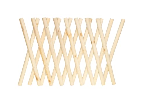 TIMBERMIK Treillis Extensible 160-250 cm – Clôture de Jardin en Bois de Pin Naturel 101 cm Hauteur – Treillis à Lattes Demi-Rondes – Non Traité –...