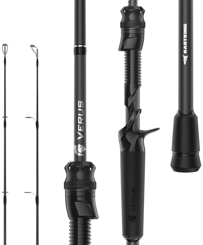 KastKing Verus Performance Spinning & Casting Fishing Rod with Extra Tip, Lightweight KastFlex IM6 Graphite, FazLite Rings Guides, EVA Grip, PTS Power Transition System, Cast, 7