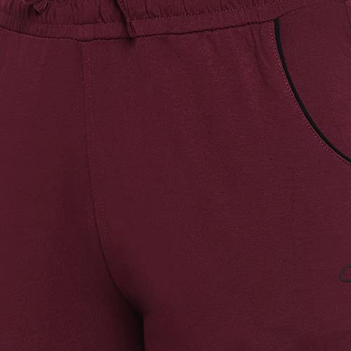 Image of Sweet Dreams Women Solid Cotton Rich Trackpants-Maroon