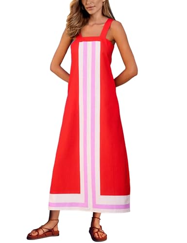 Ailoqing 2025 Women Bohemian Floral Dress Summer Casual Color Block...