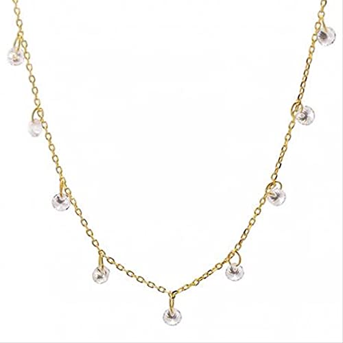 Collier de diamant pour femmes en or blanc éclatant, le ras du cou chic