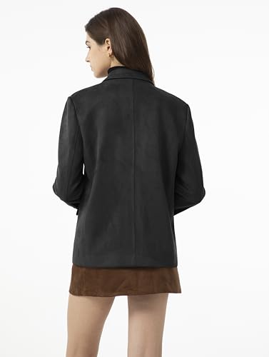 Ababalaya Women's Faux Suede Blazer Jacket 2024 Fall Fashion Outfits Casual Winter Coats3