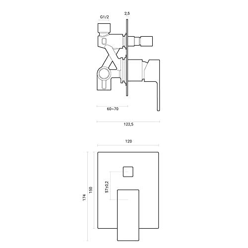 Yellowshop - Miscelatore incasso doccia 2 vie mod