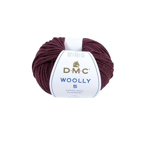 DMC Woolly 5" Merino Wool, Dark Red (155), 50g, 11.5 x 11.5 x 6 cm