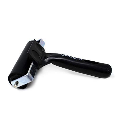 Artway - Linolwalze aus Hartgummi - für Linoldruck und Blockdruck - schwarzer Griff - 10 cm - 1 Stück, Schwarz