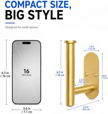 2Pcs Hand Towel Holder for Bathroom, Gold Small Hand Towel Racks Bar Hanger for Rv Kitchen Wall Mounted, Thicken 6.3" SUS304 Stainless Steel Towel Ring, Modern Contemporary, Heavy Duty, 2 Pack
