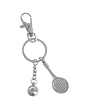 Material: Edelstahl Schlüsselanhänger, Schmuck für Tasche Tennisschläger und Tennisball, silber Stahl.