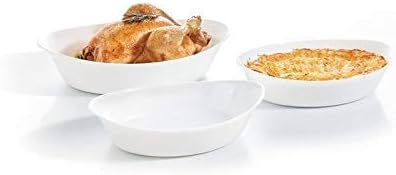 Amazon Com Luminarc 3 Piece Oven Dish Set Glass Opal White Home Kitchen