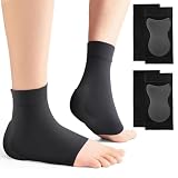 Dmrbiy 2 paia di calzini a compressione, senza dita, calzini per tallone con imbottitura in silicone, calzini di supporto per uomini e donne, allevia fascite plantare, gonfiore, artrite (nero)