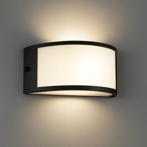 Dopa Applique da Parete Mezzaluna per Esterno IP65 Design Curva Attacco E27 Sostituibile Lampada da Muro Moderna in Alluminio per Giardino Terrazzo Facciata (Nero)