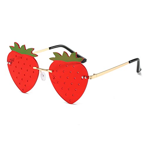 YAMEIZE Unique Strawberry Sunglasses Funky Cute - Women Men Festival Party Rave Halloween Christmas Colorful Eye Glasses