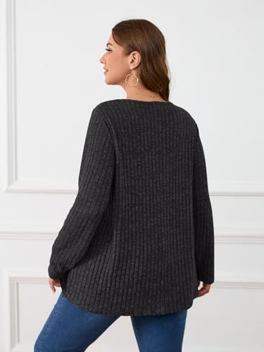 Image of BELAROI Womens Plus Size Sweaters V Neck Fall Tunic Top Pullover Shirts