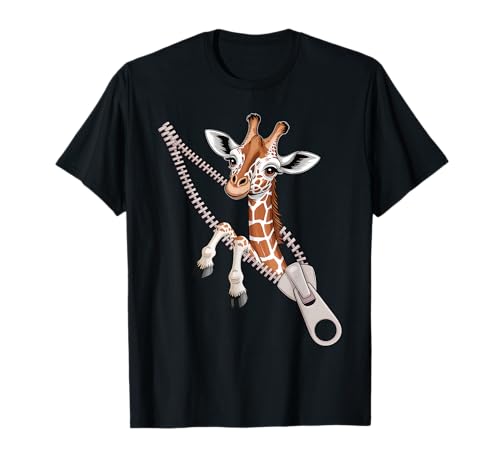 Giraffe Emerging from A Zipper Funny Costume Boys & Girls T-Shirt